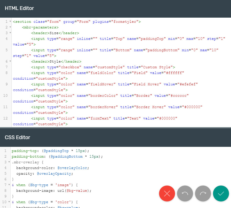 Also, you can add your own code with it. Purchase the extension separately or with Mobirise Kit.